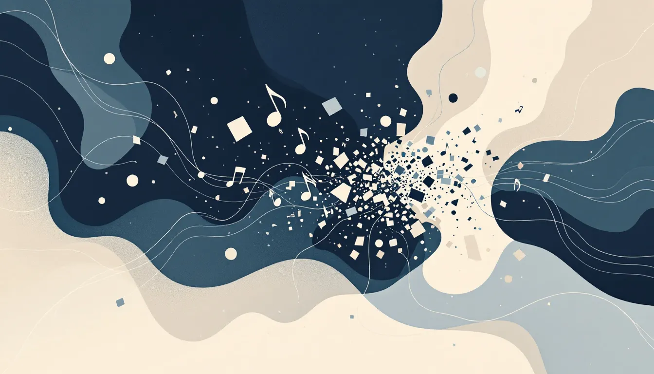 Ilustración abstracta representando la extracción de datos musicales por inteligencia artificial